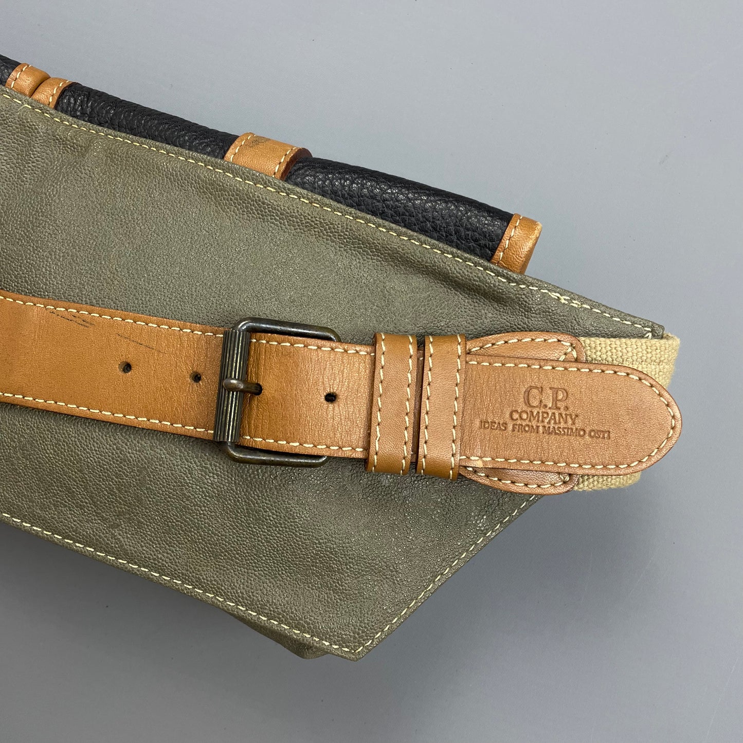 C.P. Company Olive 1980s Ideas From Massimo Osti Leather Crossbody Pouch Pocket Bag