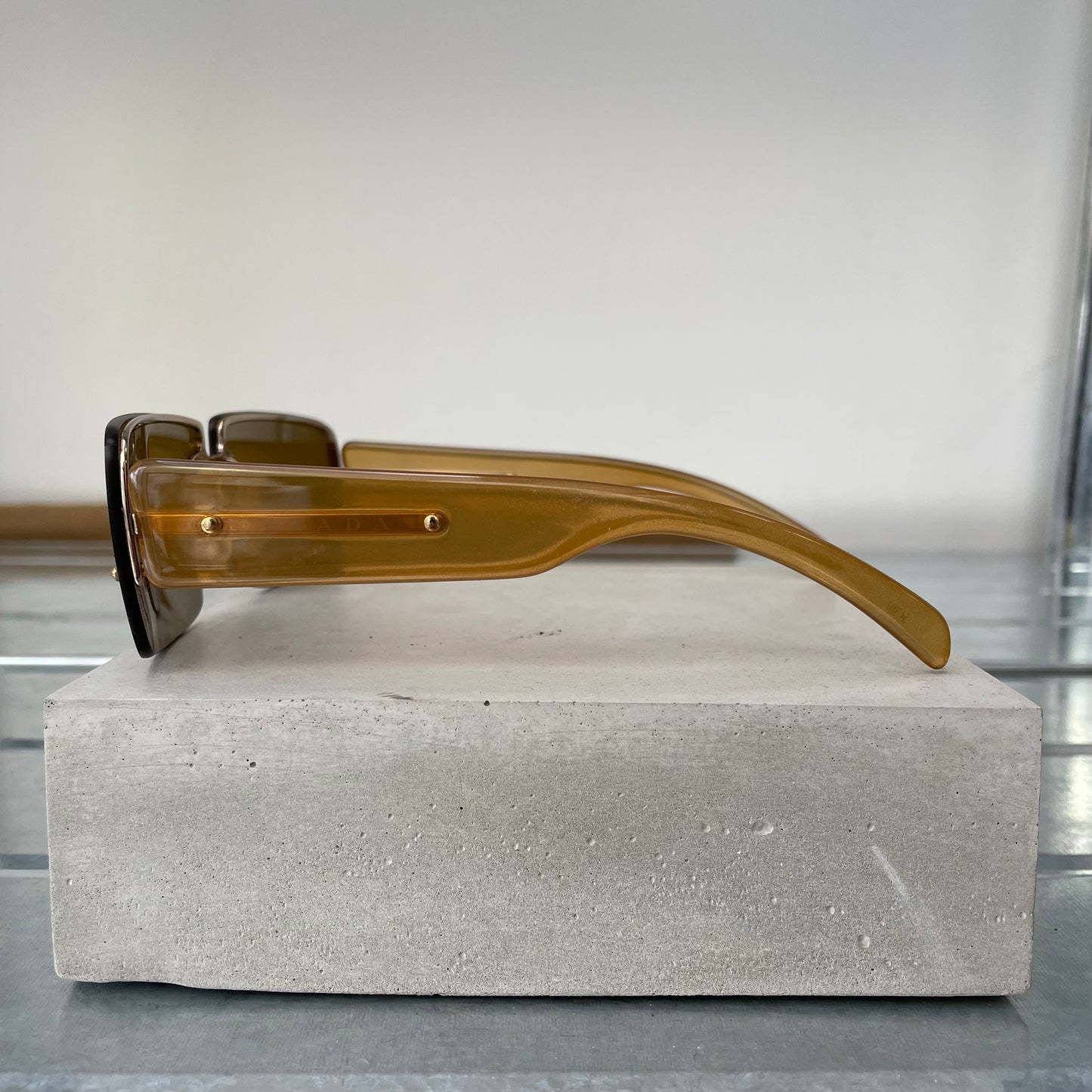 Prada Brown 00s Women's Rimless Rectangle Sunglasses