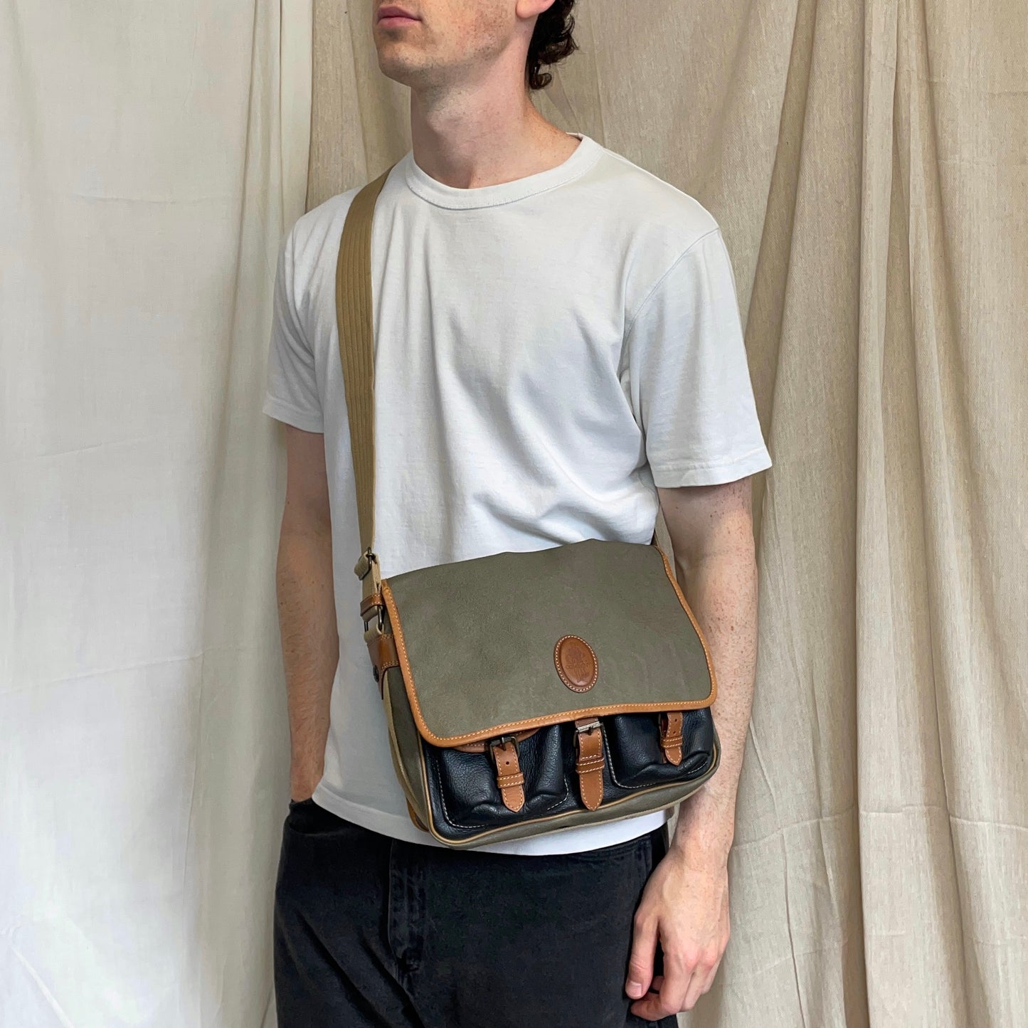 C.P. Company Olive 1980s Ideas From Massimo Osti Leather Crossbody Satchel Bag