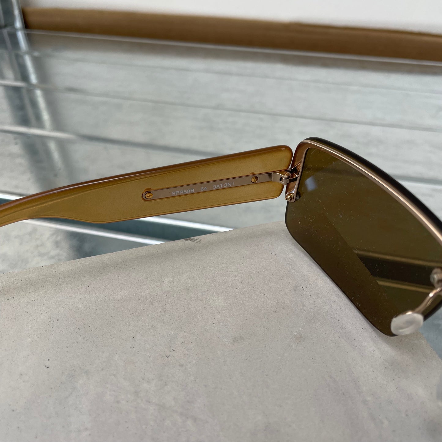 Prada Brown 00s Women's Rimless Rectangle Sunglasses