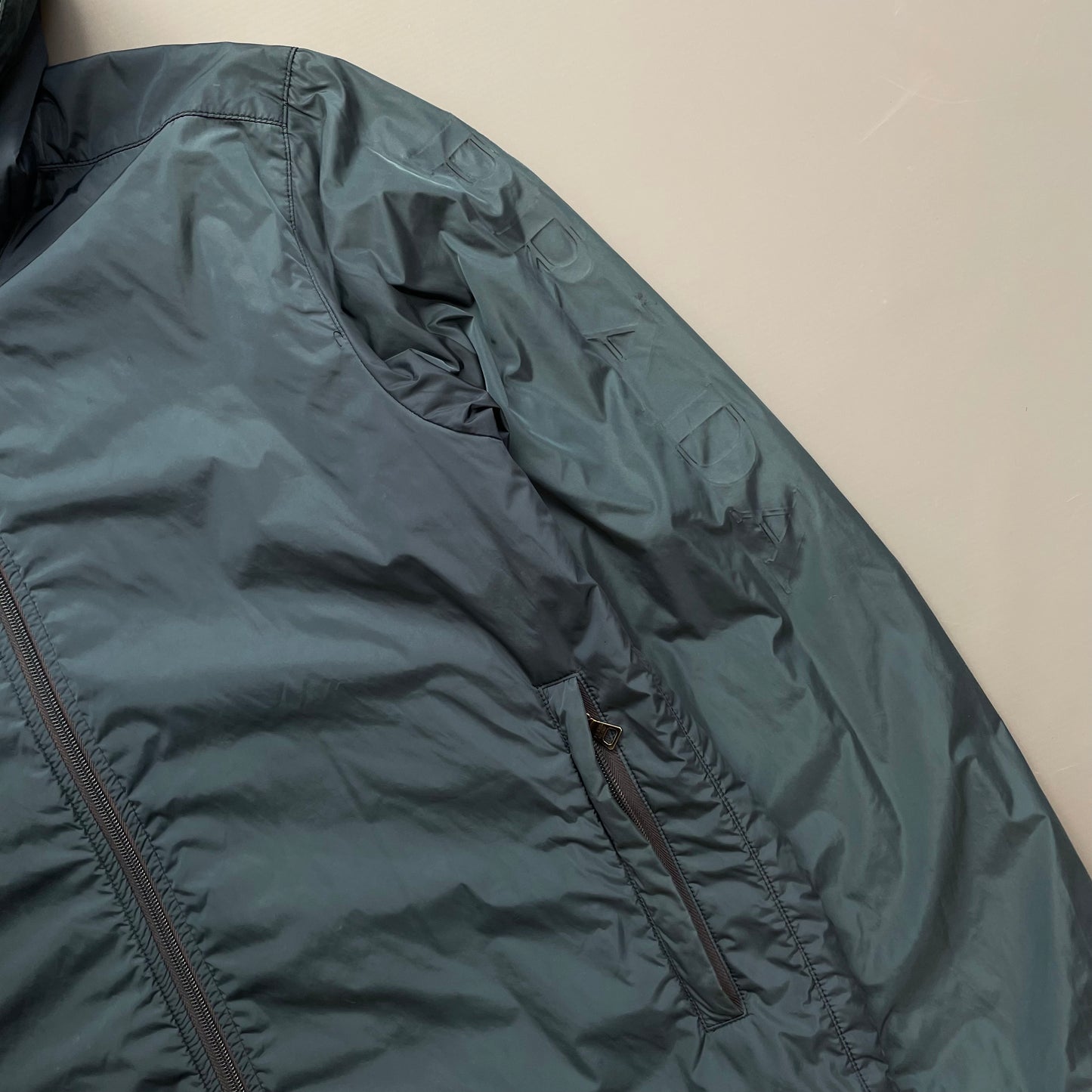 Prada Sport Blue Nylon 2007 Padded Hooded Windbreaker Jacket