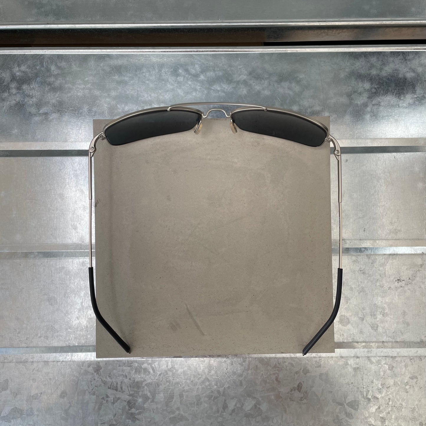 Prada Silver 00s Thin Frame Rectangle Sunglasses