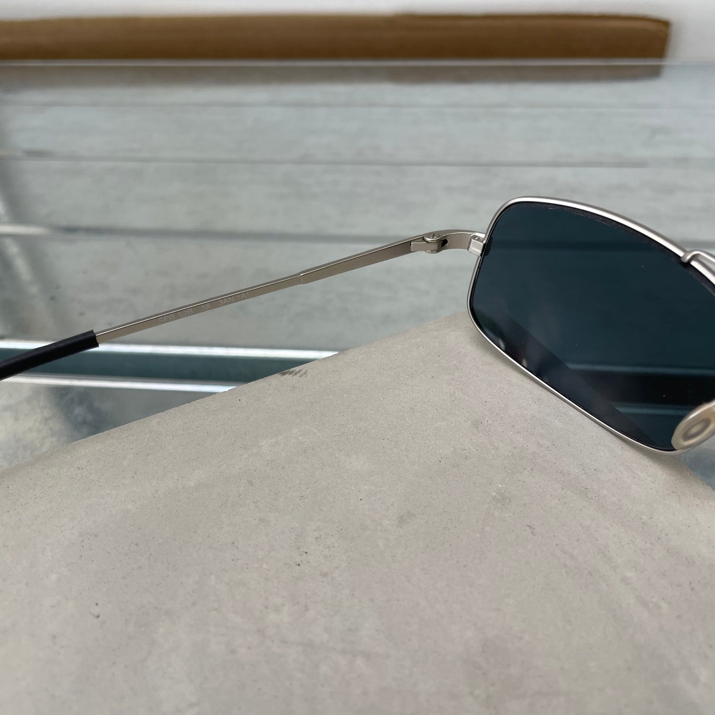 Prada Silver 00s Thin Frame Rectangle Sunglasses