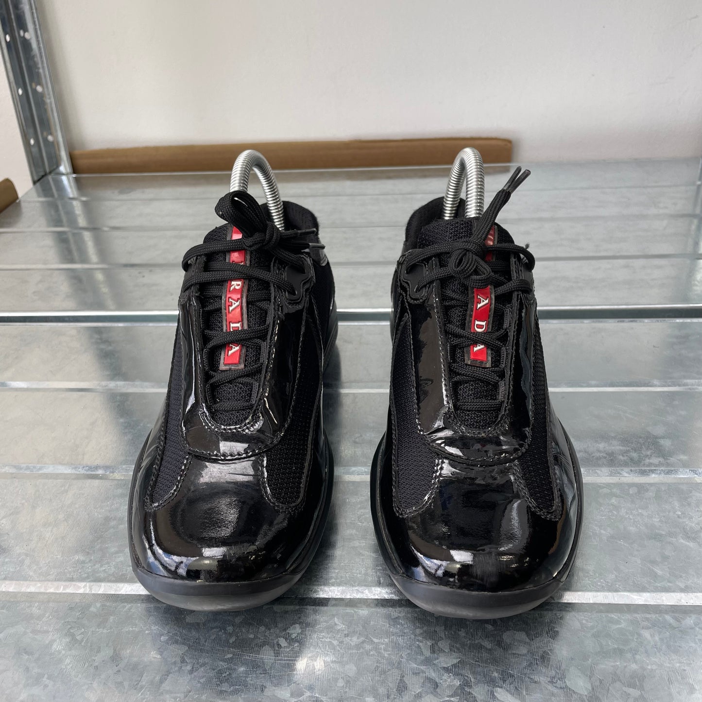 Prada Sport Black 00s Patent Leather America's Cup Trainers
