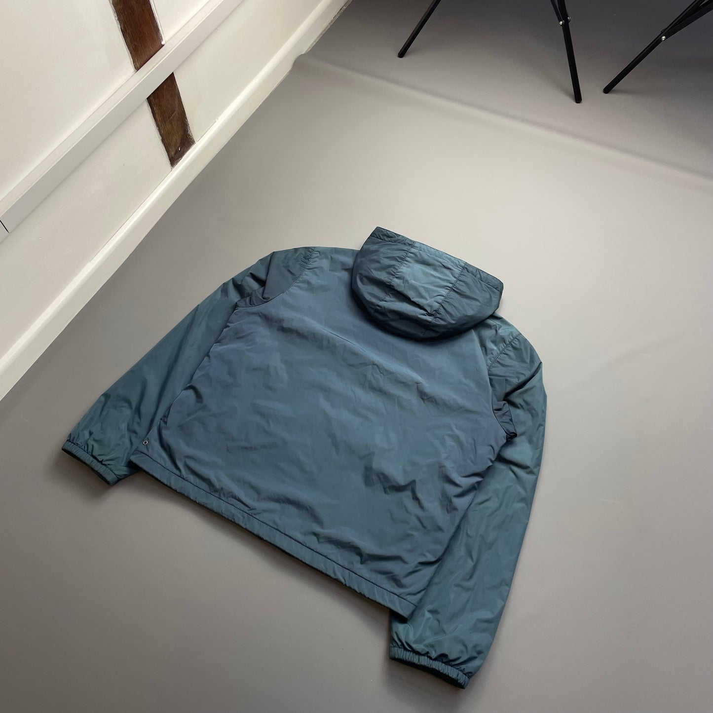 Prada Sport Blue Nylon 2007 Padded Hooded Windbreaker Jacket
