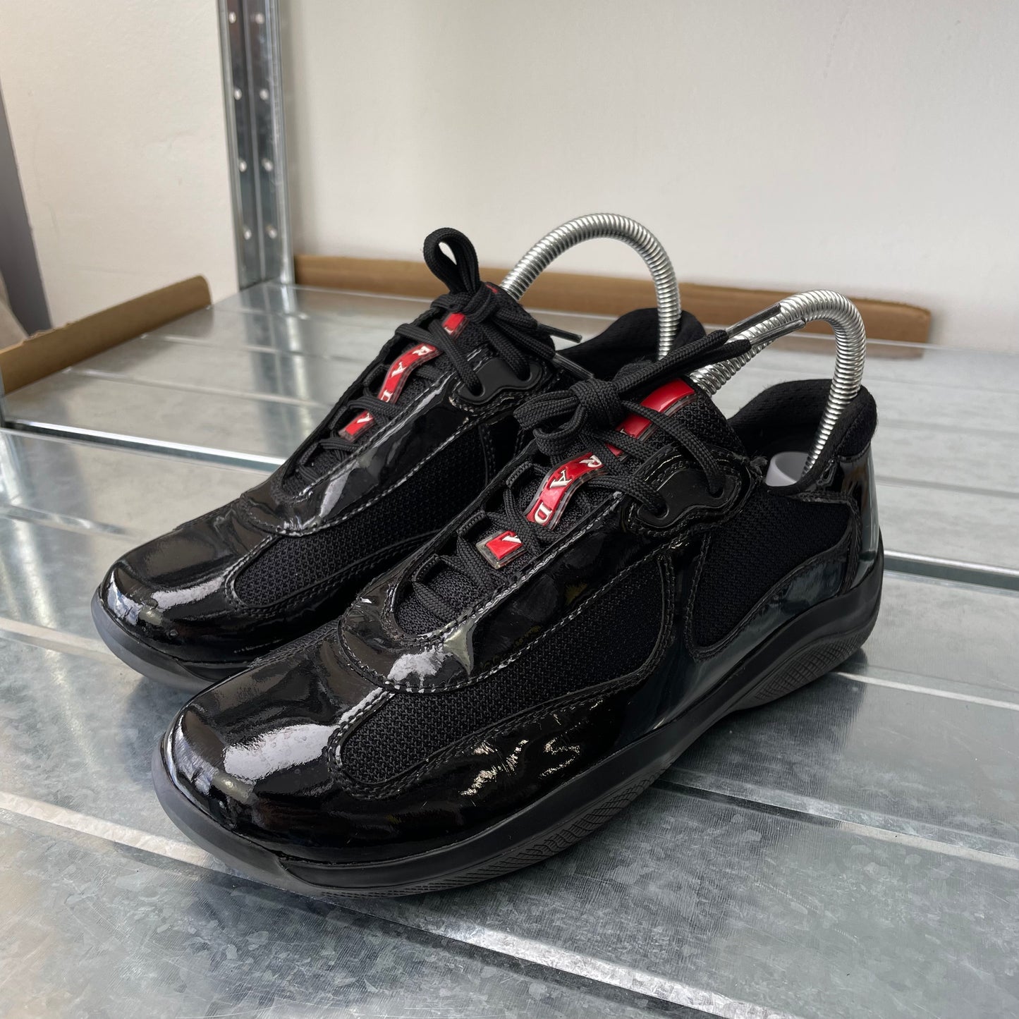 Prada Sport Black 00s Patent Leather America's Cup Trainers