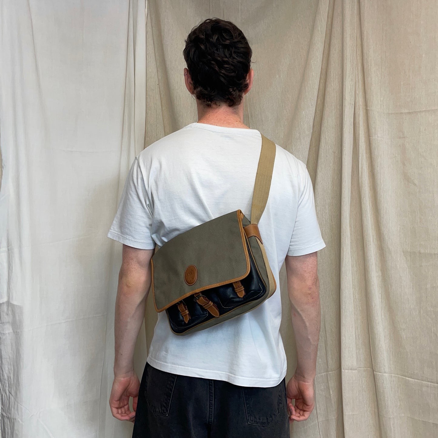 C.P. Company Olive 1980s Ideas From Massimo Osti Leather Crossbody Satchel Bag