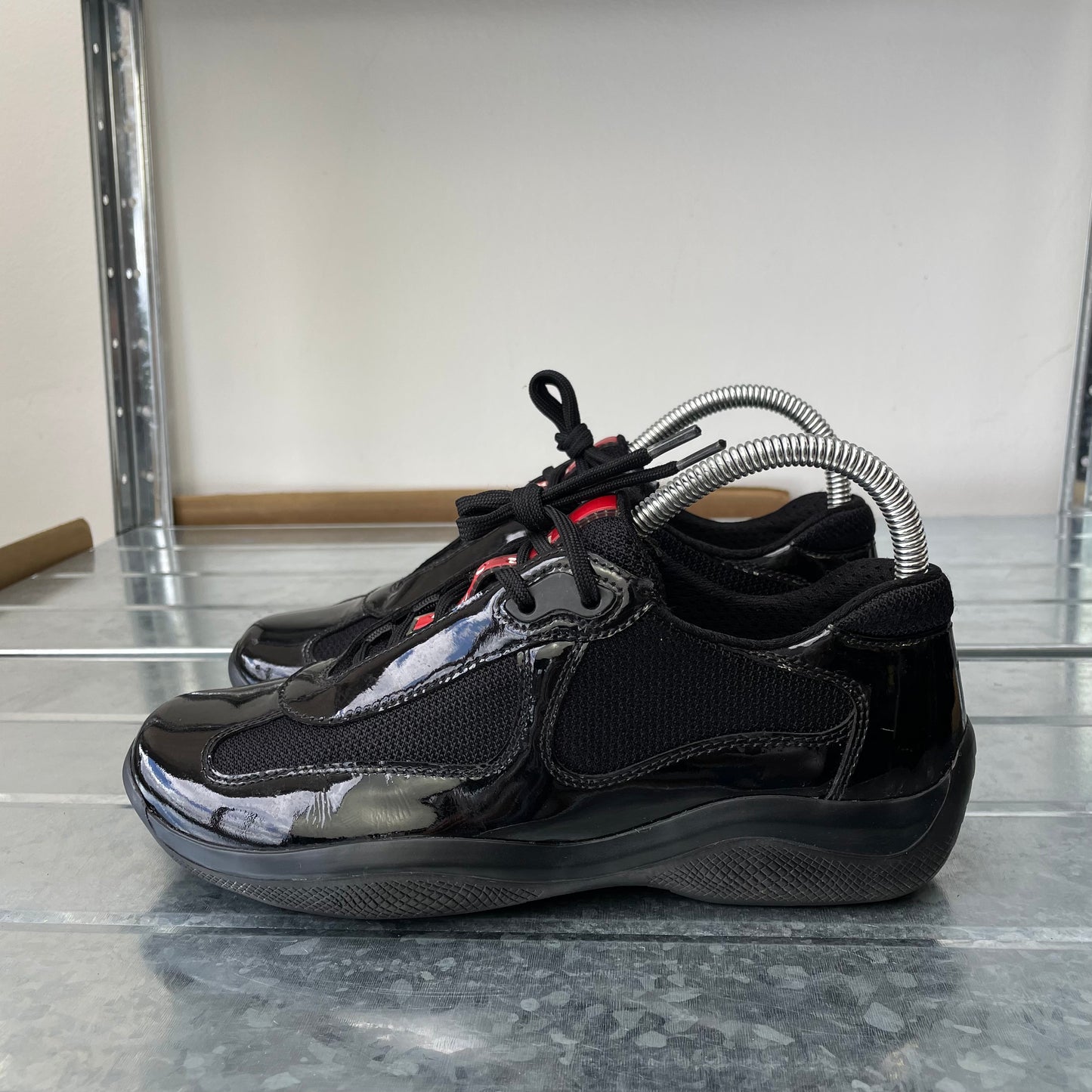Prada Sport Black 00s Patent Leather America's Cup Trainers