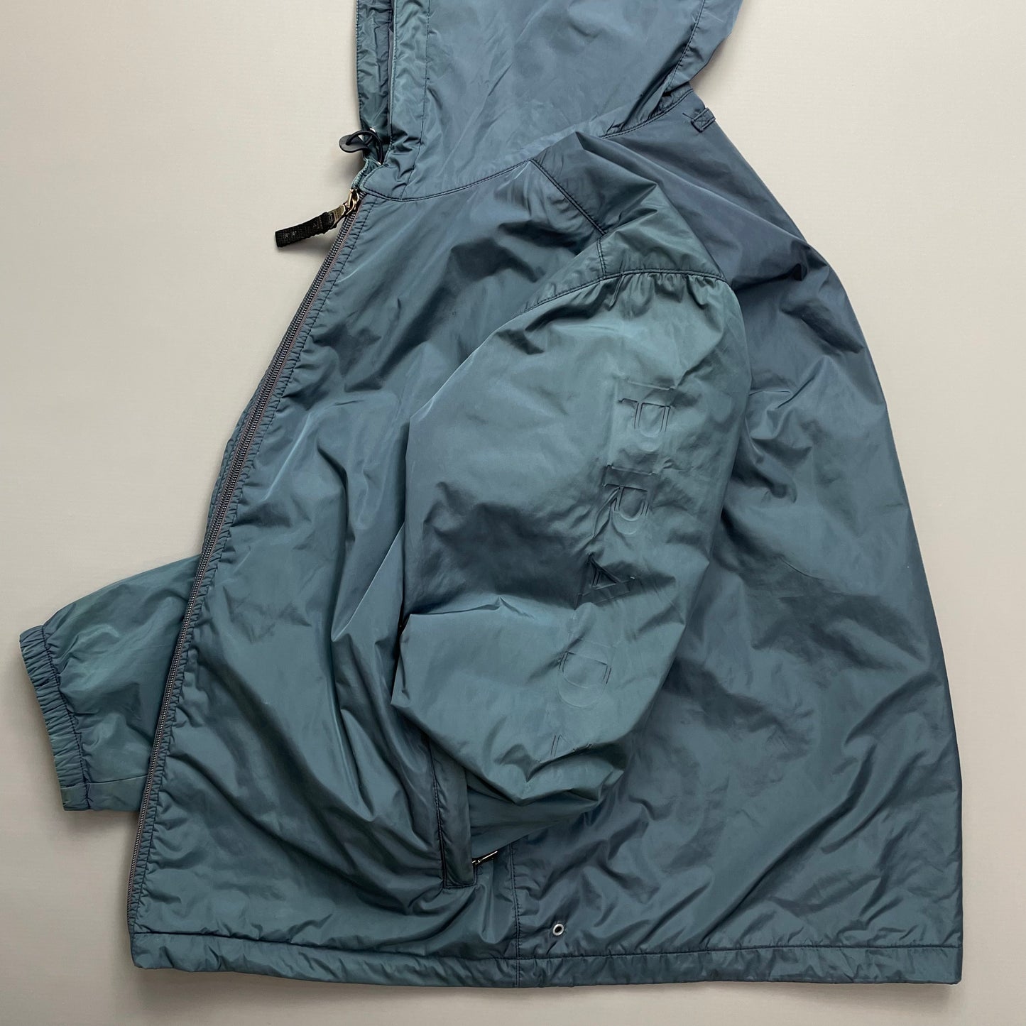 Prada Sport Blue Nylon 2007 Padded Hooded Windbreaker Jacket