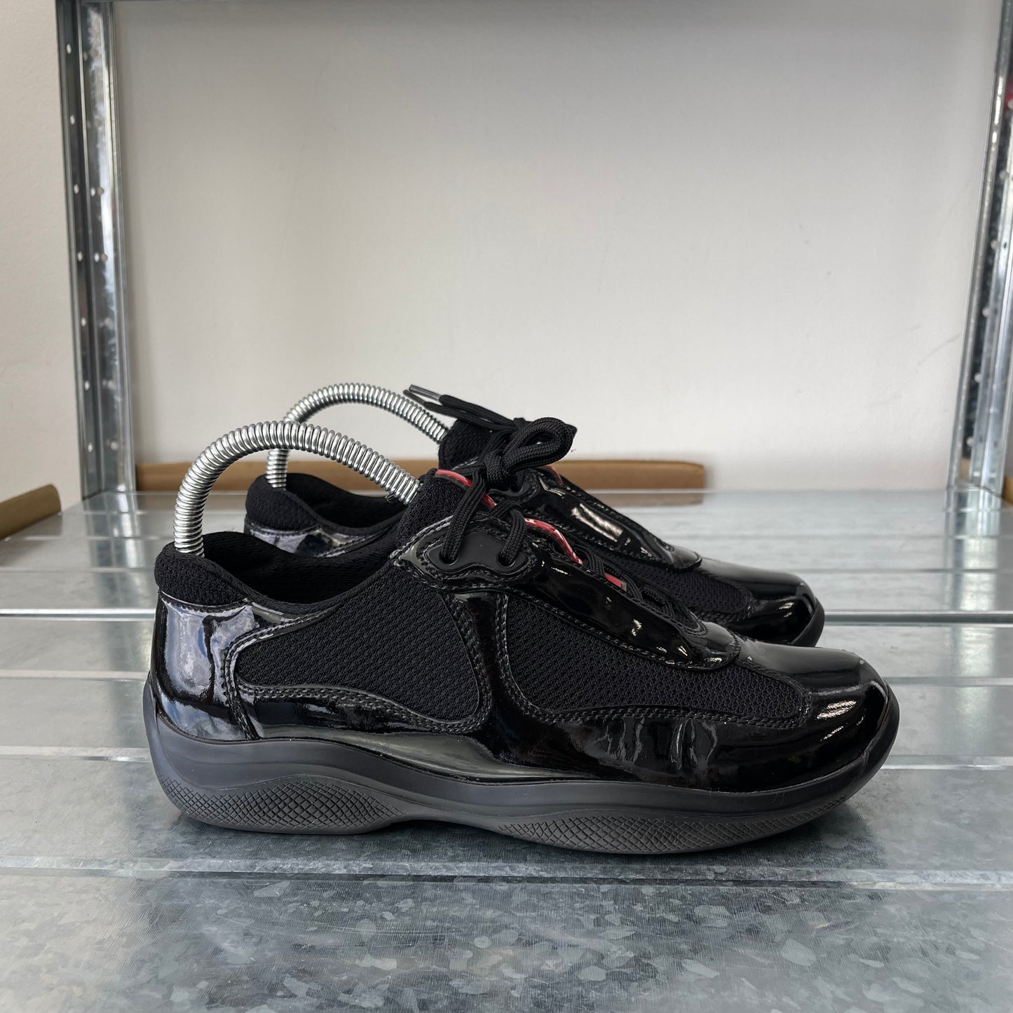 Prada Sport Black 00s Patent Leather America's Cup Trainers