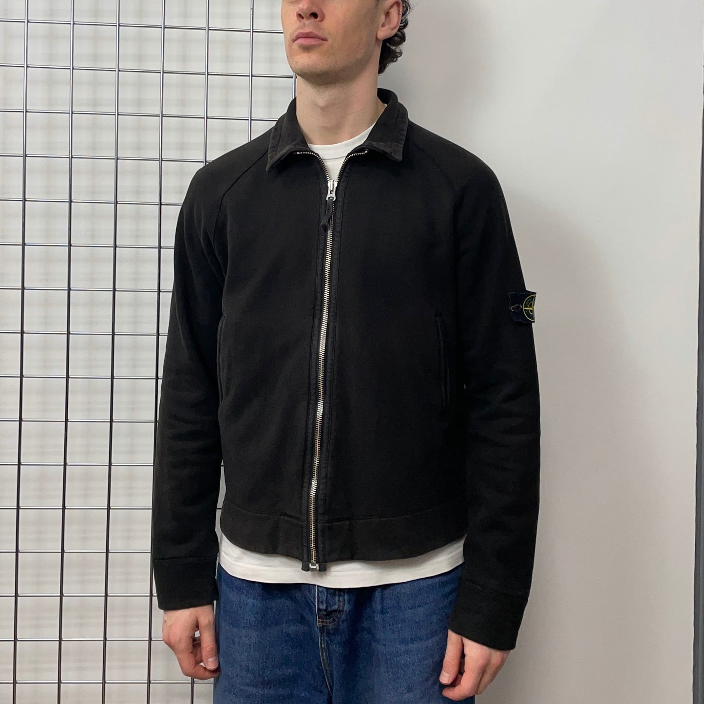 Stone Island Black AW06 Compass Emblem Zip-Through Cotton Jacket