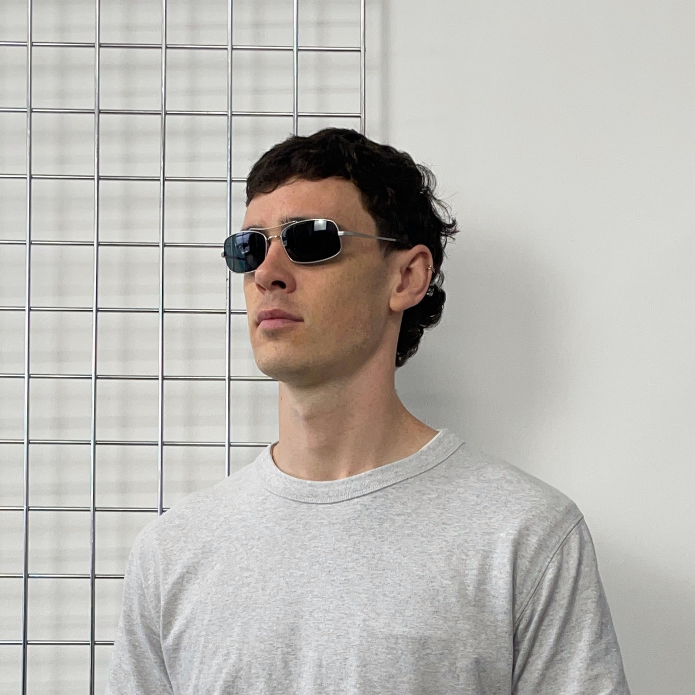 Prada Silver 00s Thin Frame Rectangle Sunglasses