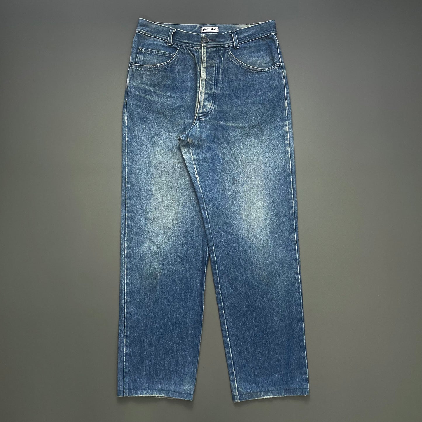 Stone Island Blue 80s Slim-Fit Green Edge Badge Denim Jeans