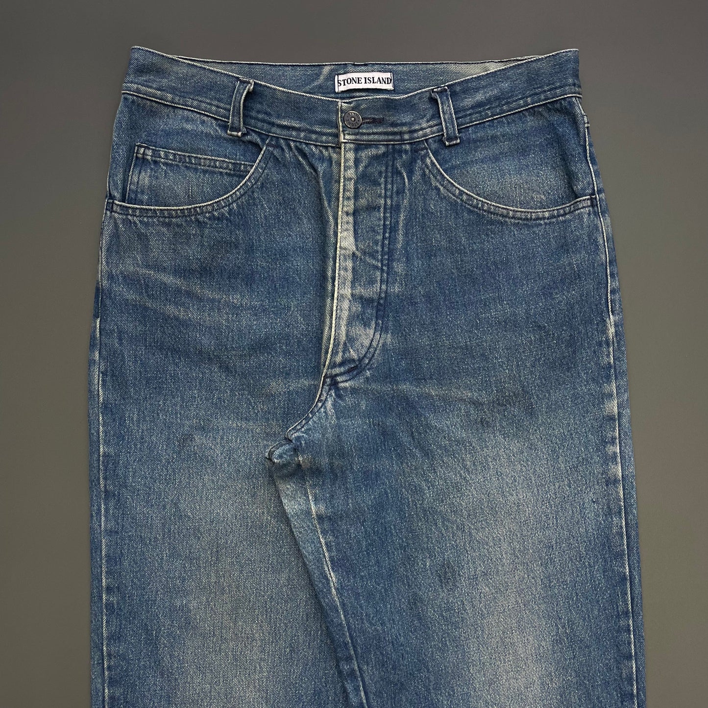 Stone Island Blue 80s Slim-Fit Green Edge Badge Denim Jeans