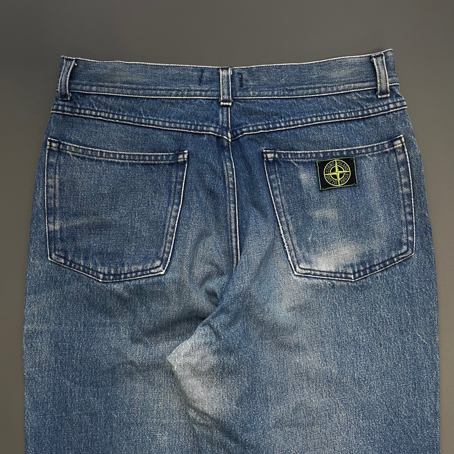 Stone Island Blue 80s Slim-Fit Green Edge Badge Denim Jeans