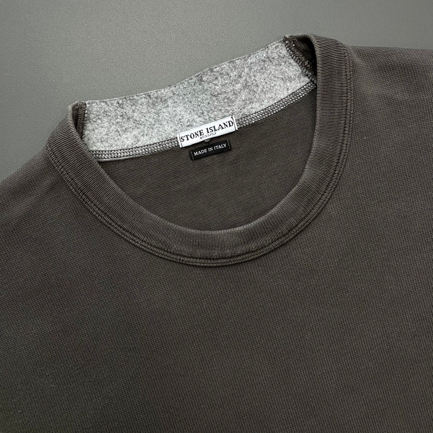 Stone Island Grey AW03 Cotton Collar & Cuff Trim Jumper