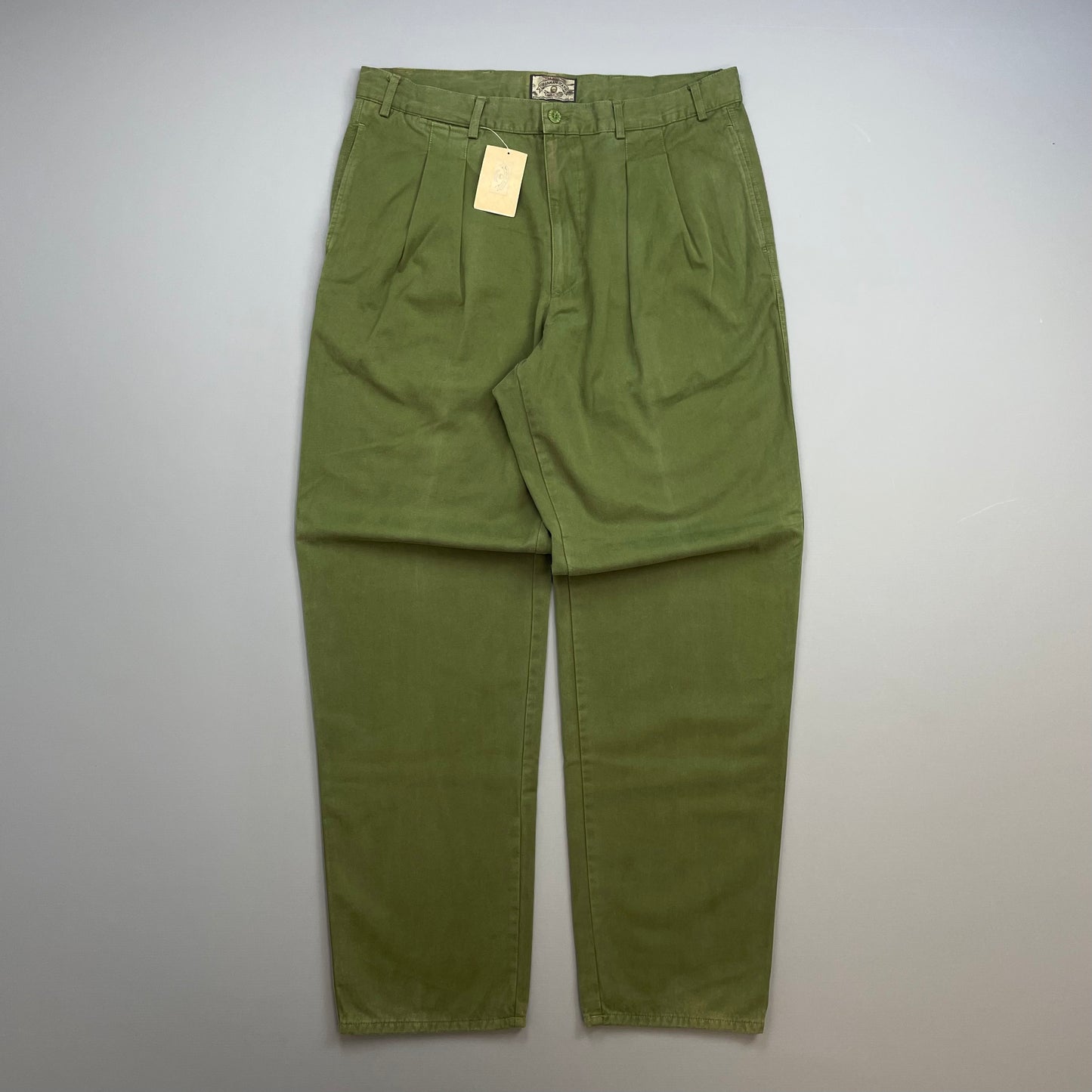 Armani Jeans Khaki Green 1990s Cotton Pleat Trouser BNWT