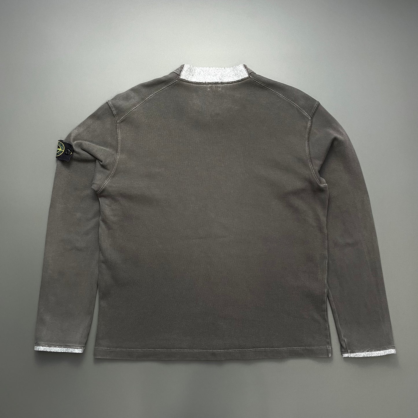 Stone Island Grey AW03 Cotton Collar & Cuff Trim Jumper