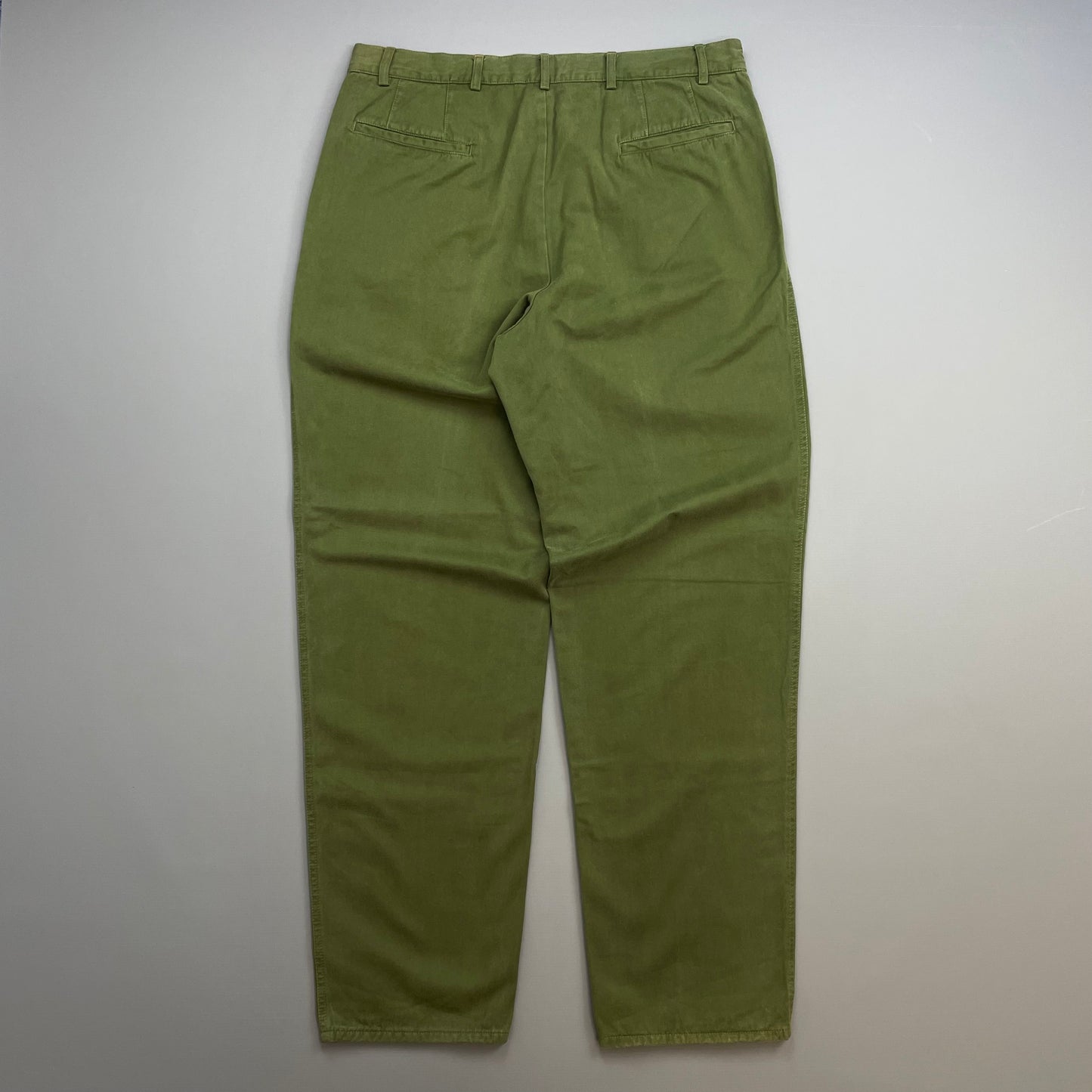 Armani Jeans Khaki Green 1990s Cotton Pleat Trouser BNWT