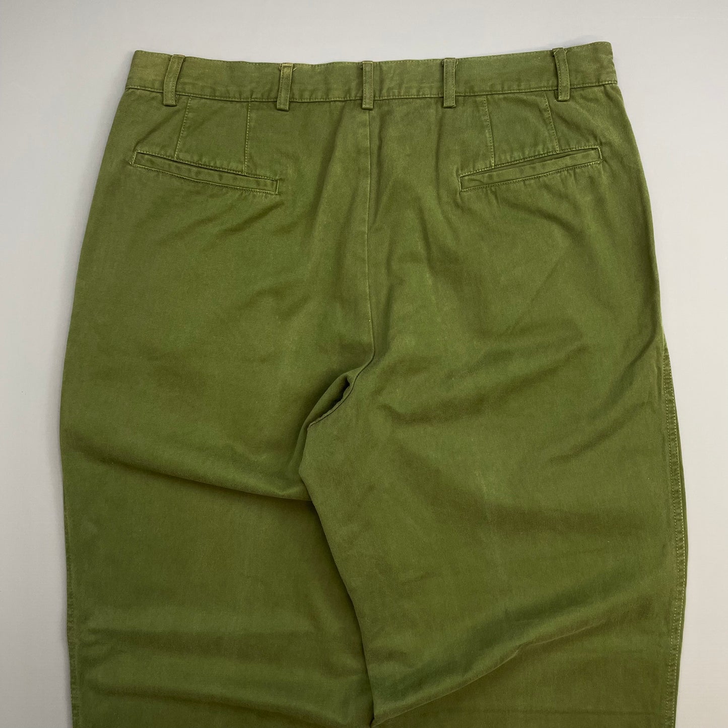 Armani Jeans Khaki Green 1990s Cotton Pleat Trouser BNWT