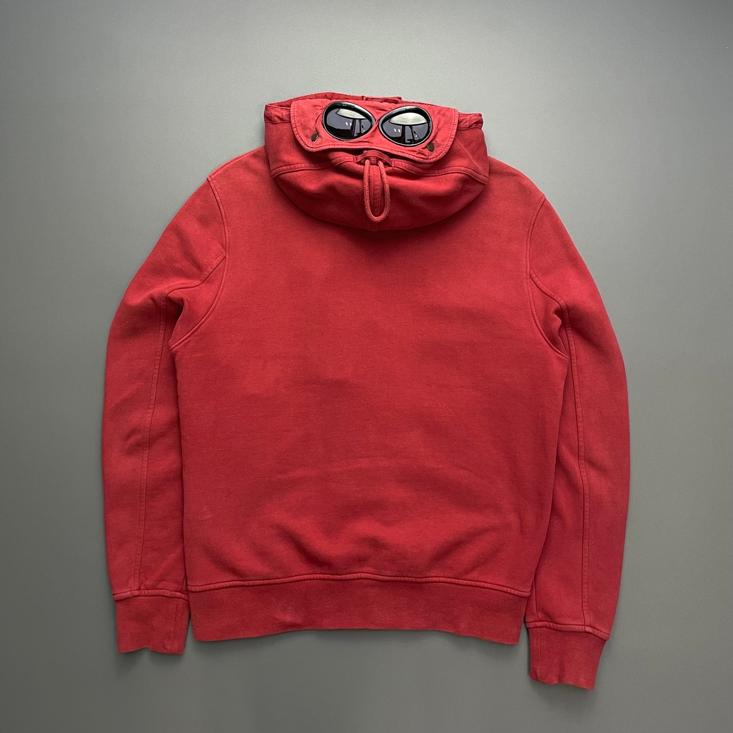C.P. Company Red Brushed Cotton Zip-Through Goggle Jacket