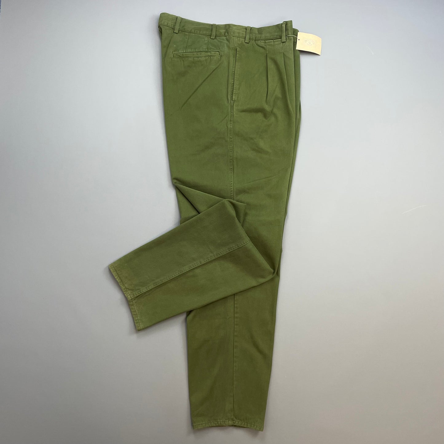 Armani Jeans Khaki Green 1990s Cotton Pleat Trouser BNWT