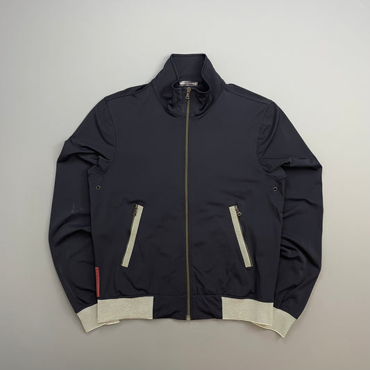 Prada Sport Navy 00s Nylon Stripe Detailed Track Jacket