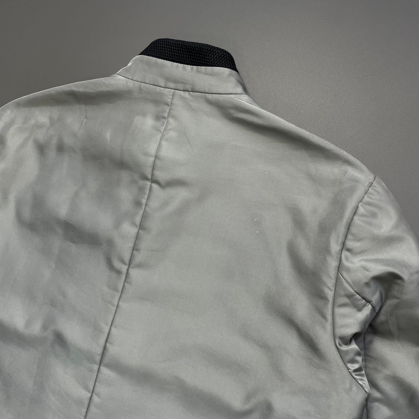 Prada Silver 90s Silk Blend Padded Biker Jacket