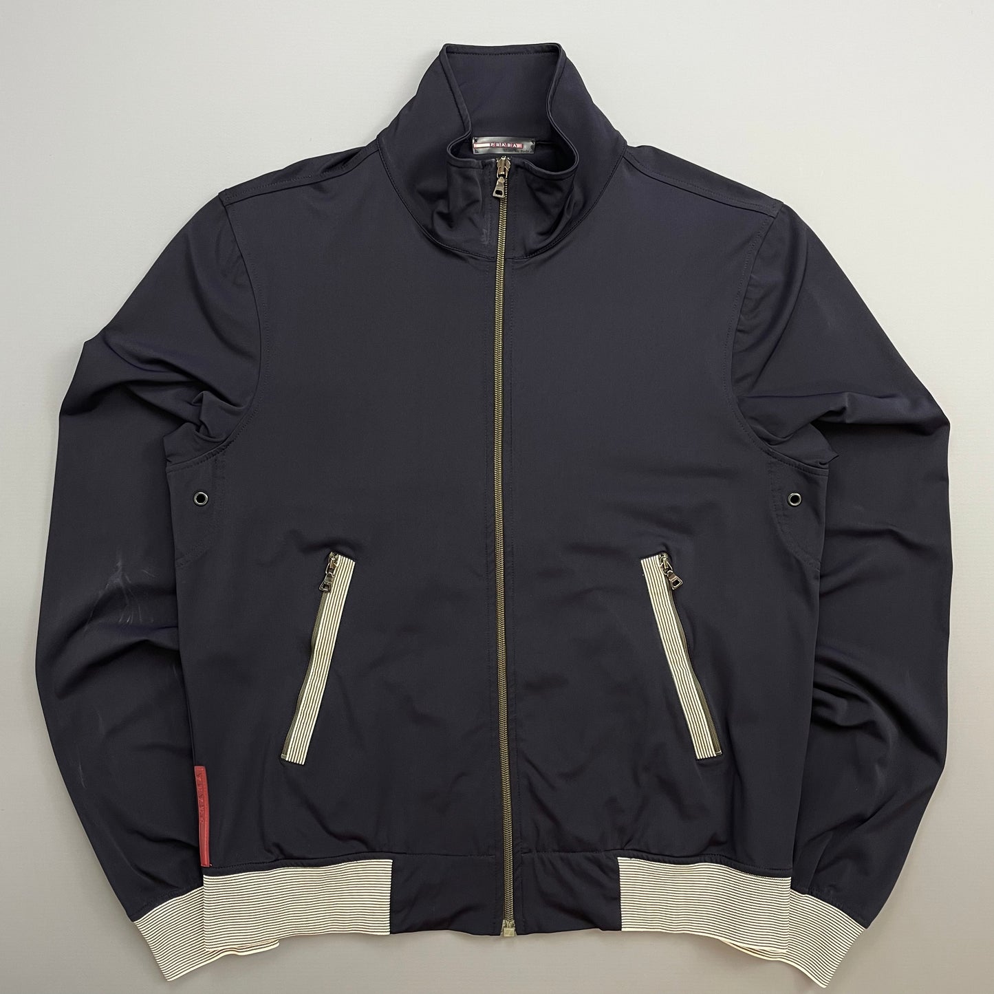 Prada Sport Navy 00s Nylon Stripe Detailed Track Jacket