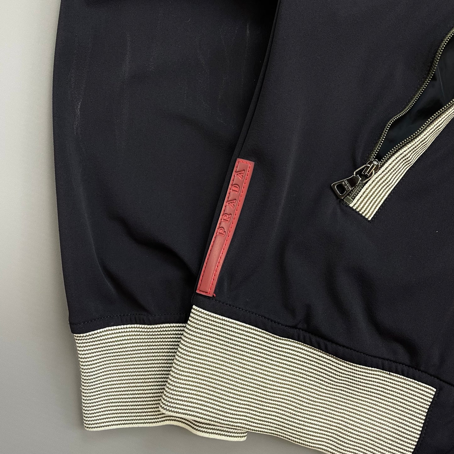 Prada Sport Navy 00s Nylon Stripe Detailed Track Jacket