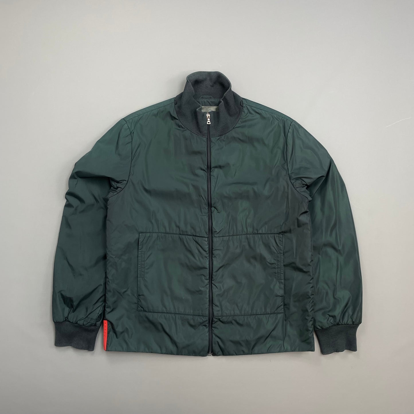 Prada Sport Teal Padded Wool-Trimmed Nylon Liner Jacket