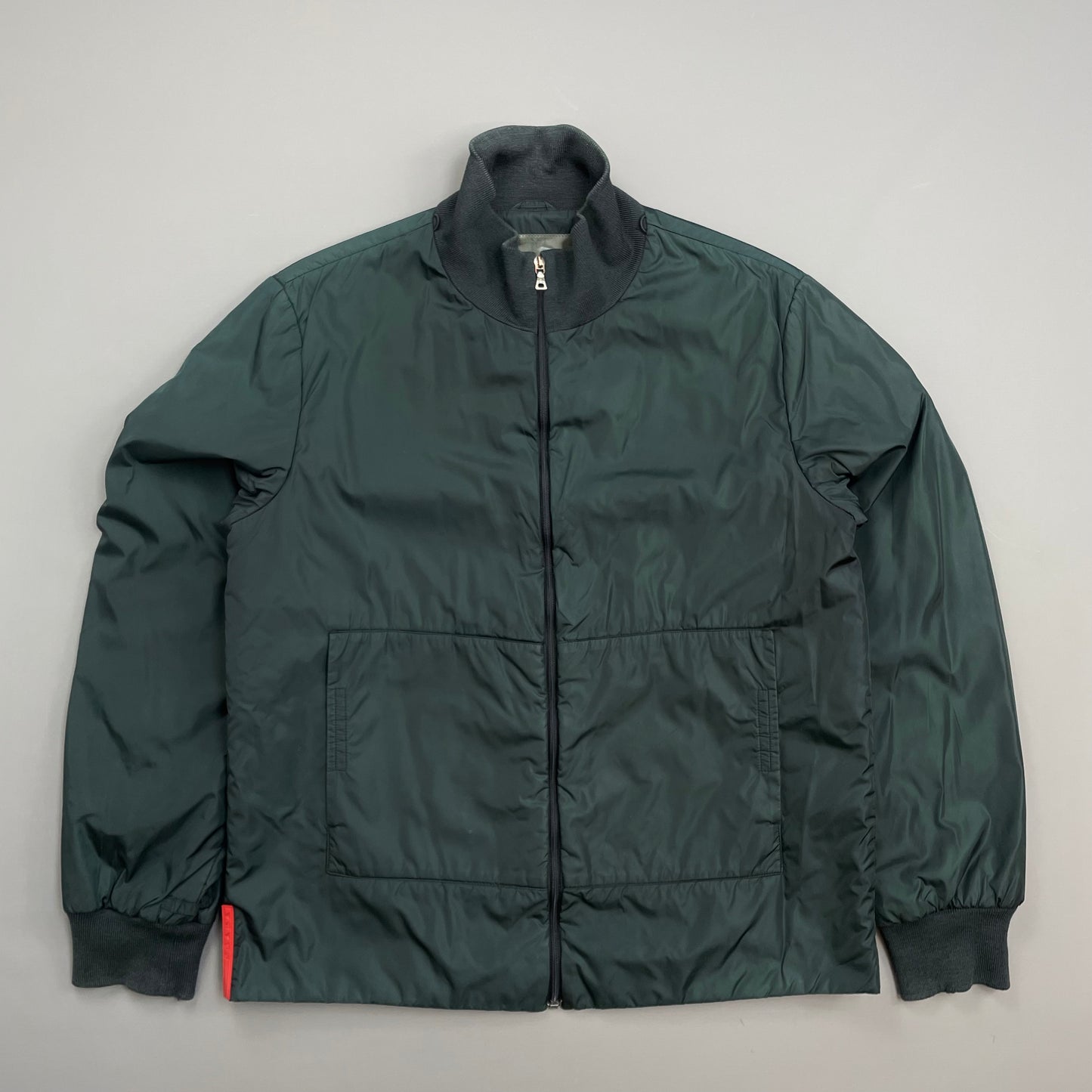 Prada Sport Teal Padded Wool-Trimmed Nylon Liner Jacket