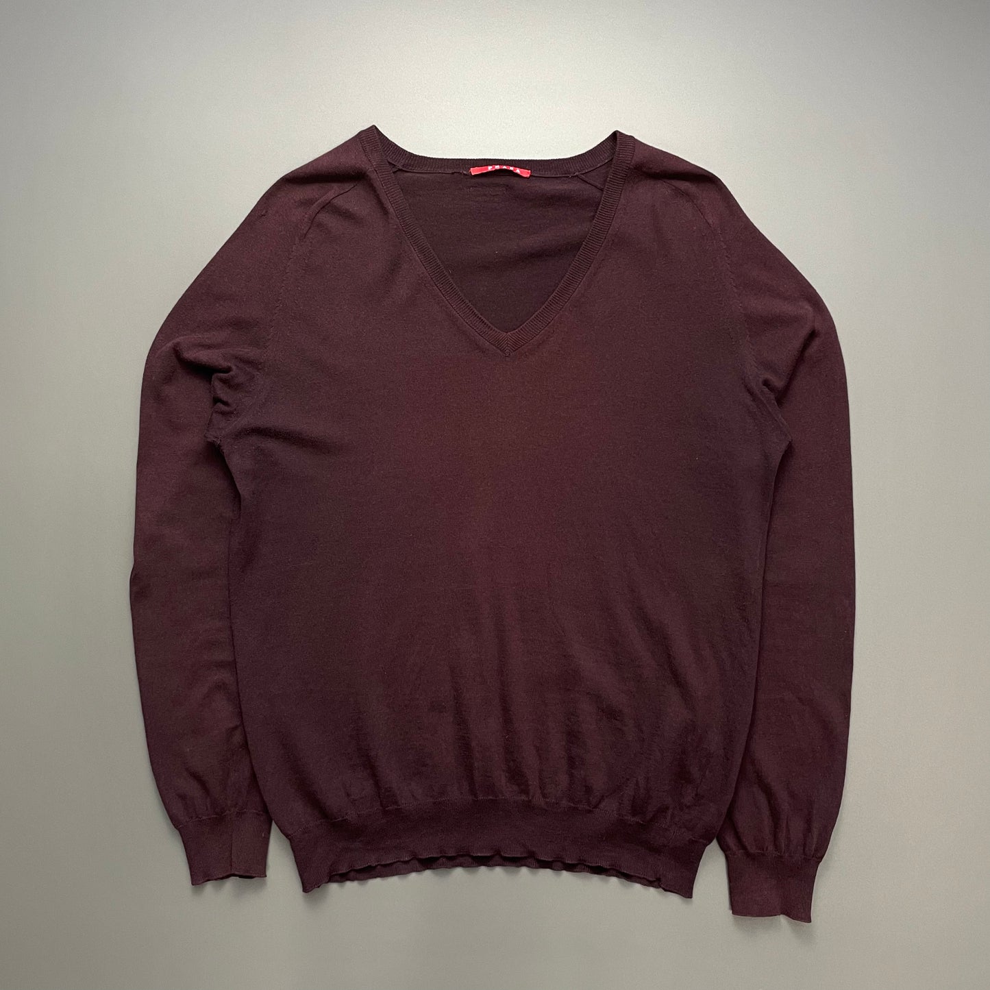 Prada Sport Maroon 2008 Cashmere V-Neck Jumper