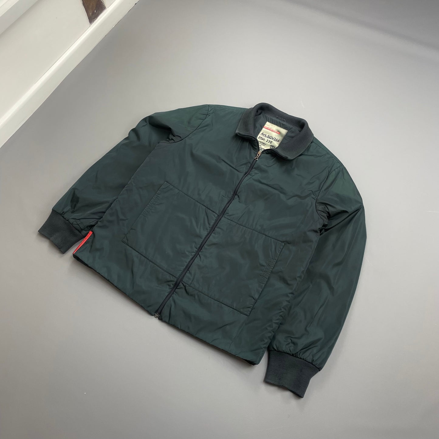 Prada Sport Teal Padded Wool-Trimmed Nylon Liner Jacket