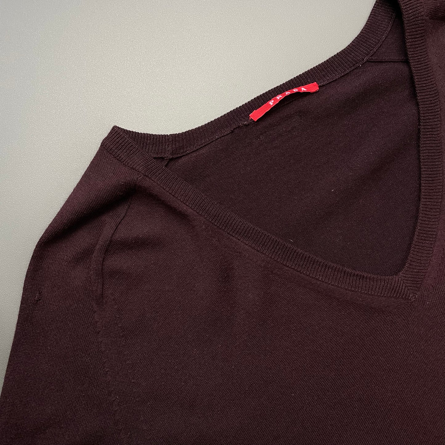 Prada Sport Maroon 2008 Cashmere V-Neck Jumper