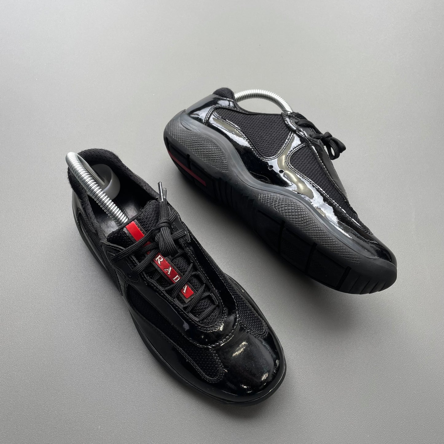 Prada Sport Black 00s Patent Leather America's Cup Trainers