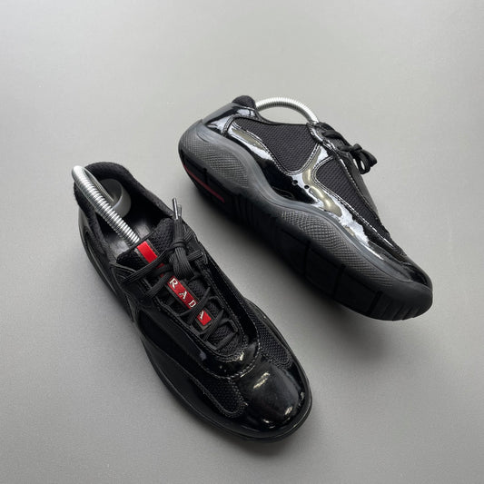 Prada Sport Black 00s Patent Leather America's Cup Trainers