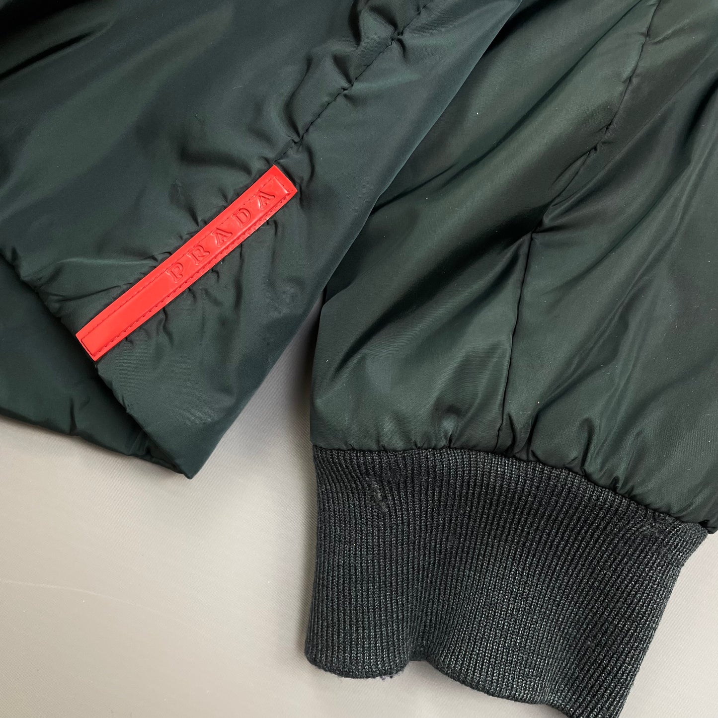 Prada Sport Teal Padded Wool-Trimmed Nylon Liner Jacket