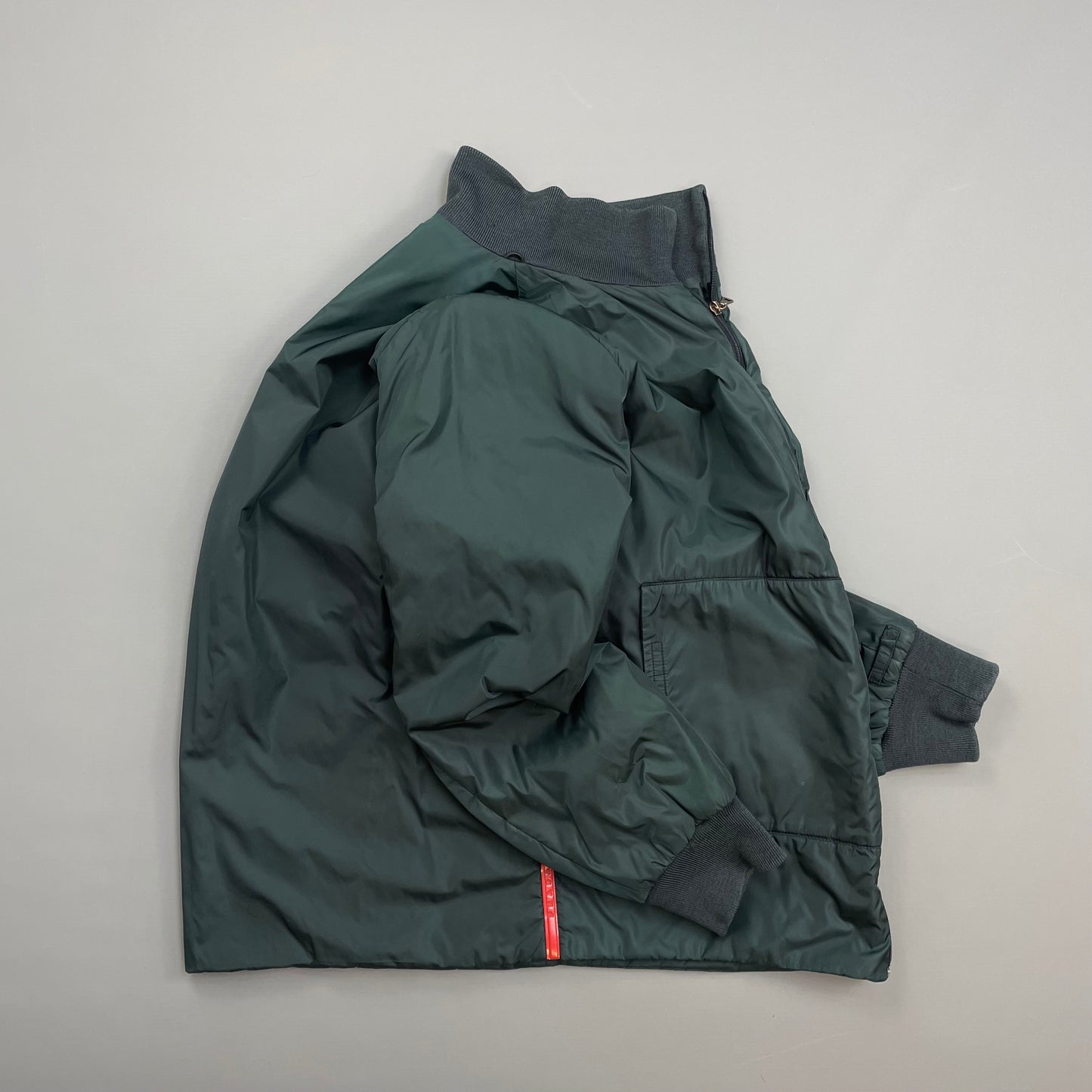 Prada Sport Teal Padded Wool-Trimmed Nylon Liner Jacket