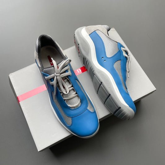 Prada Sport Blue & Grey Re-Edition Leather America's Cup Original Trainers