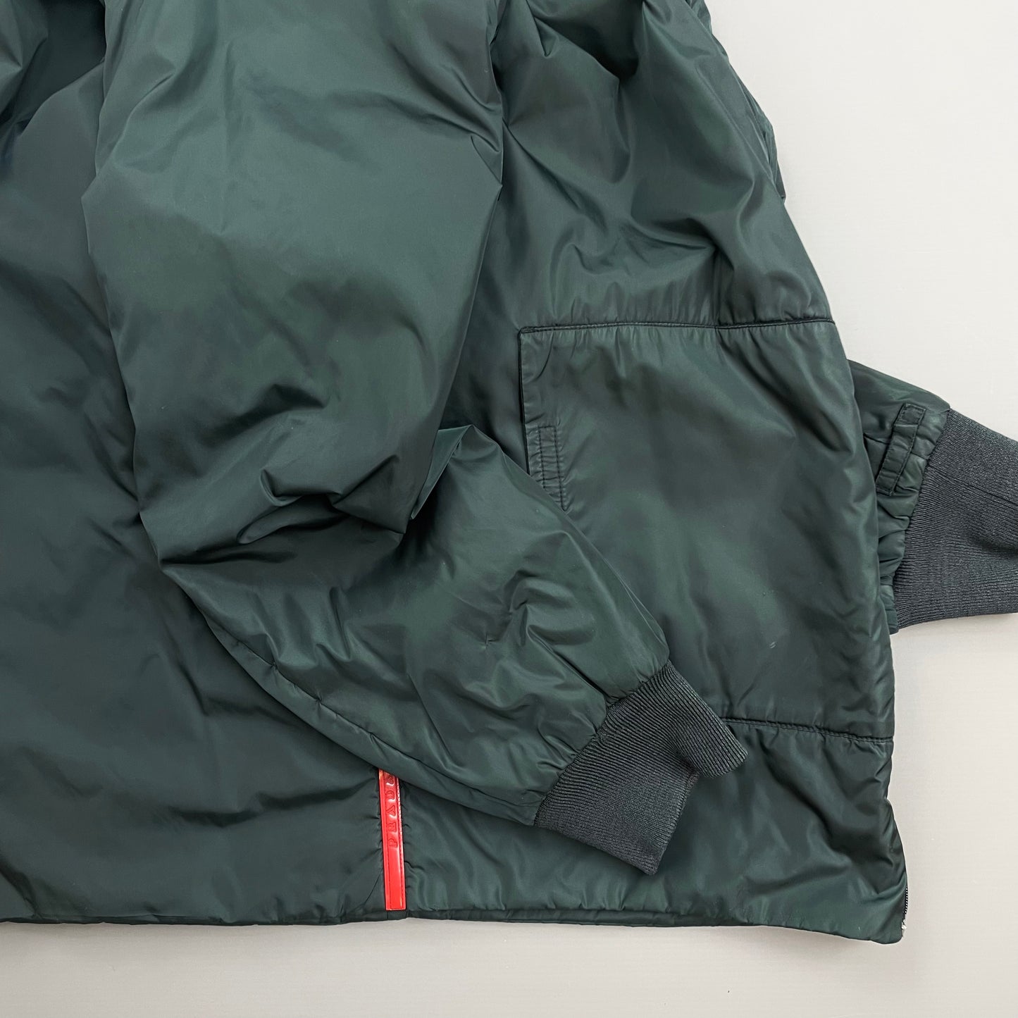 Prada Sport Teal Padded Wool-Trimmed Nylon Liner Jacket