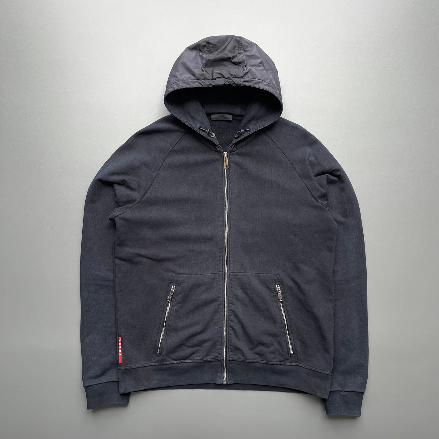 Prada Sport Black 2017 Nylon Hood Zip-Through Hoodie