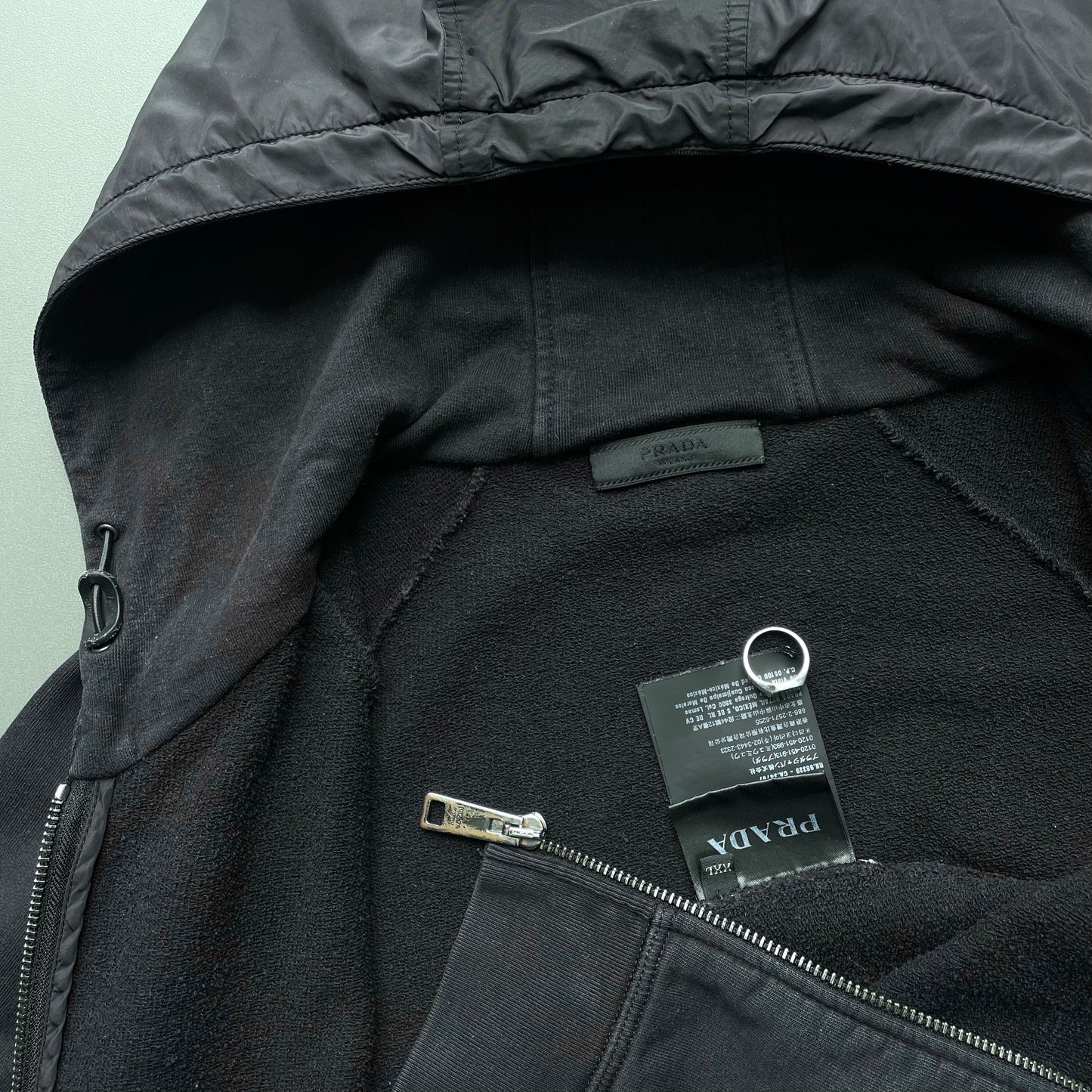 Prada Sport Black 2017 Nylon Hood Zip-Through Hoodie