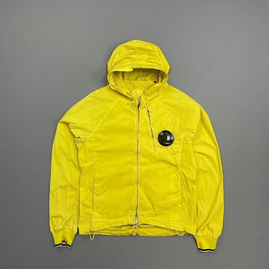 C.P. Company Yellow Nycra Nylon Chest Lens Hooded Windbreaker Jacket