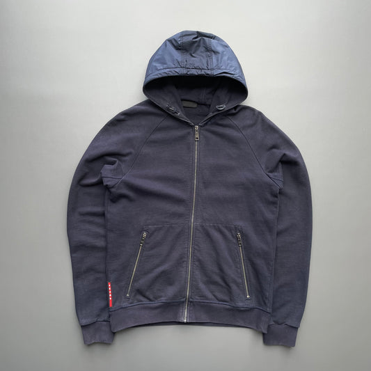 Prada Sport Navy 2018 Nylon Hood Zip-Through Hoodie