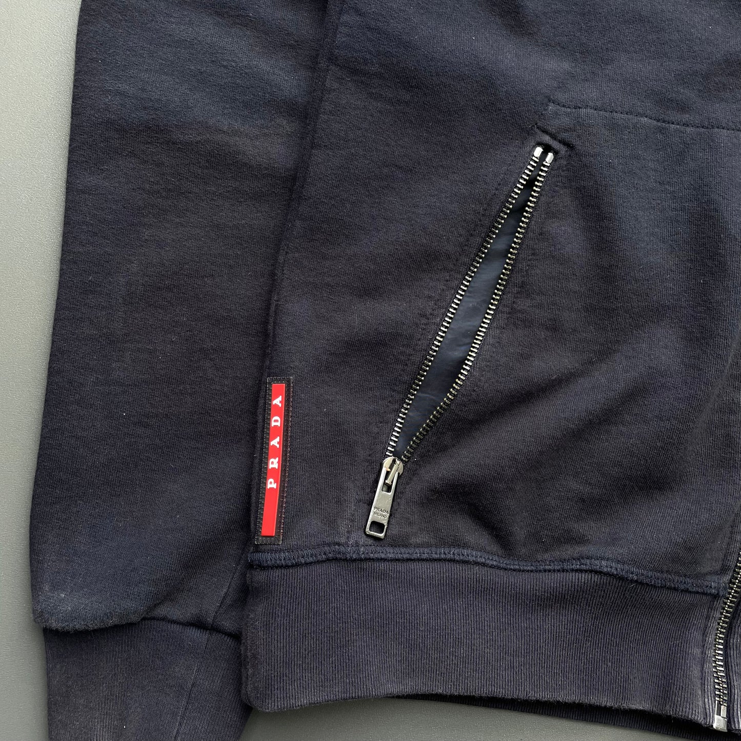 Prada Sport Navy 2018 Nylon Hood Zip-Through Hoodie