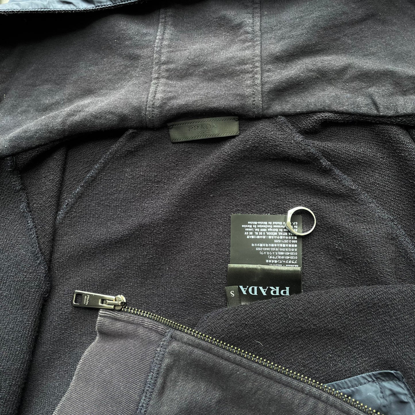 Prada Sport Navy 2018 Nylon Hood Zip-Through Hoodie