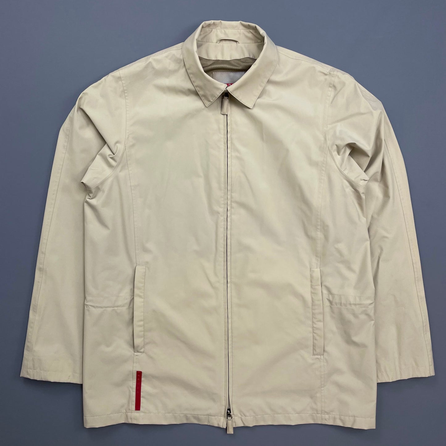 Prada Sport Cream Goretex Zip-Through Trench Coat