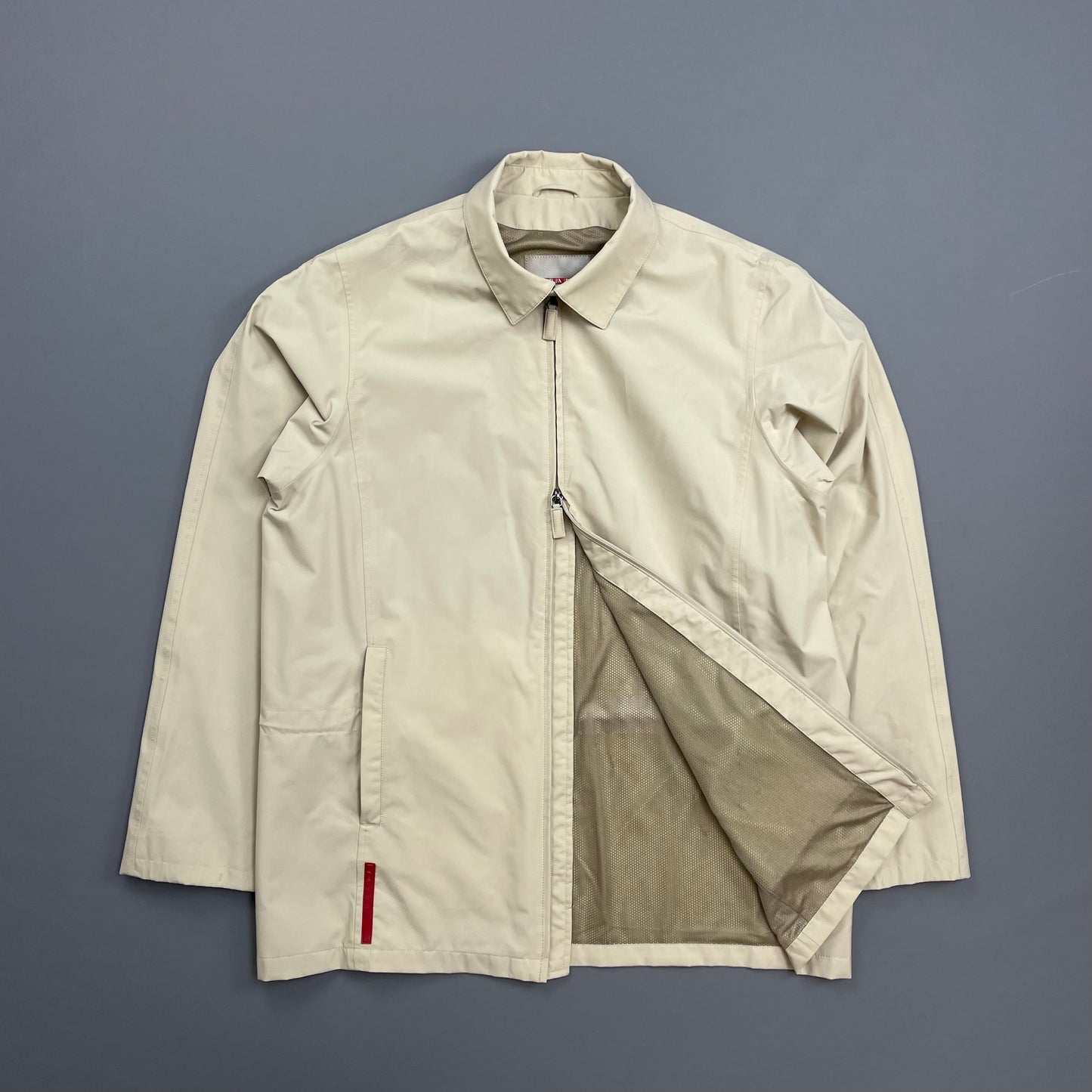 Prada Sport Cream Goretex Zip-Through Trench Coat