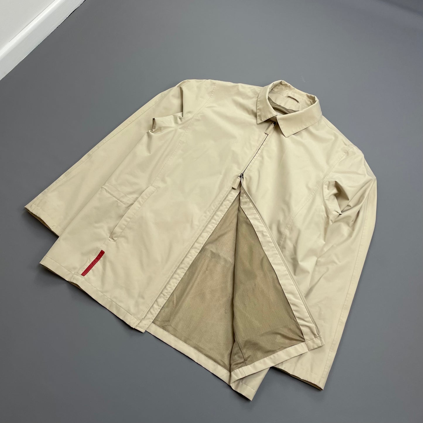 Prada Sport Cream Goretex Zip-Through Trench Coat